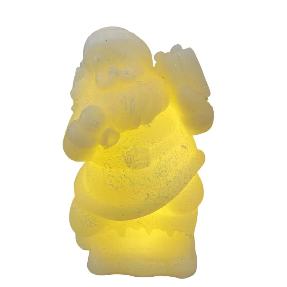 Martha Stewart Santa Flameless Christmas Internal Glow Wax LED Candle Cream New